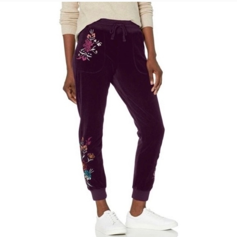 Johnny Was Embroidered Purple Jogger Pants Size XXS